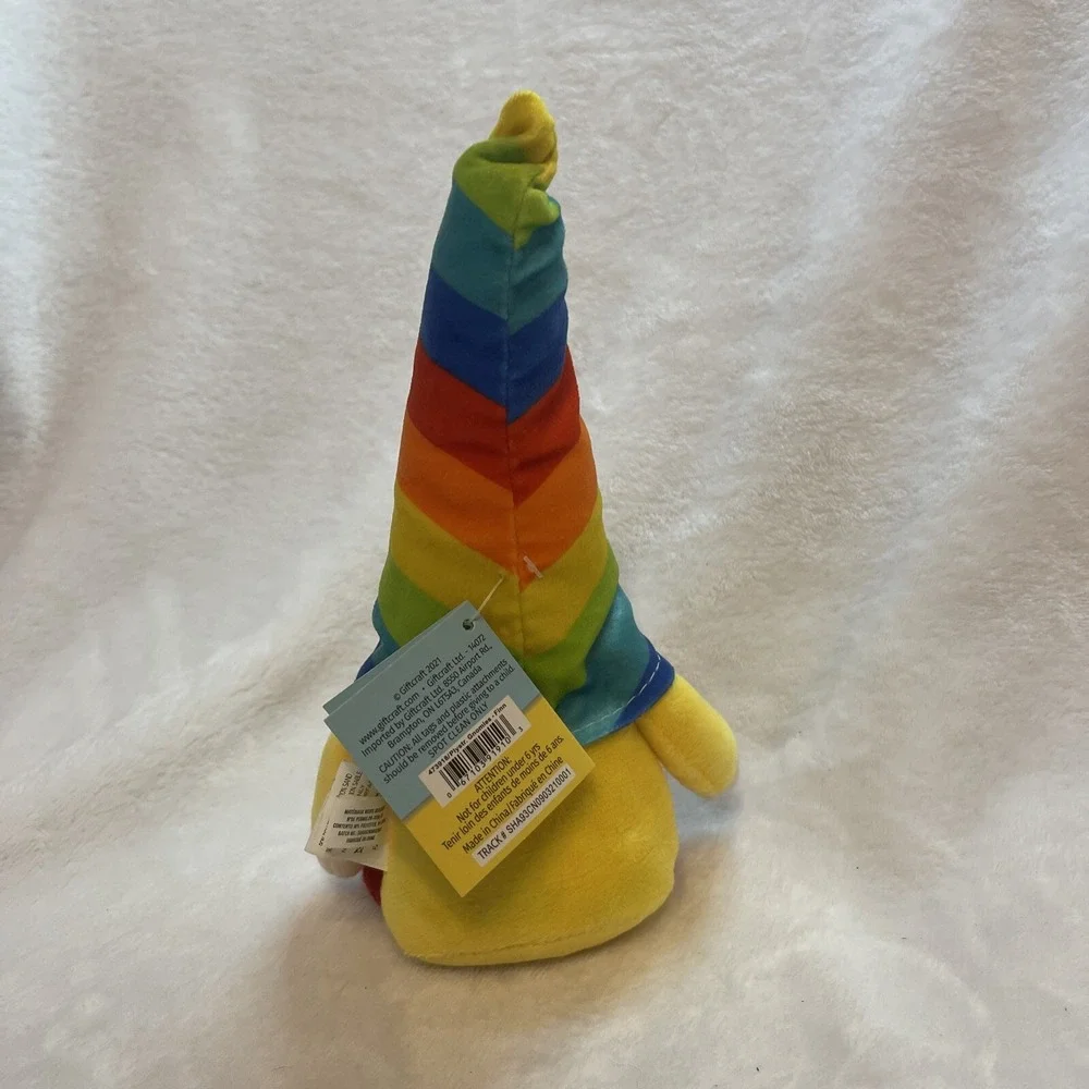 Giftcraft Gnomies Finn Rainbow Stripe Hat‎ Plush Gnome New with Tags 11 Inch